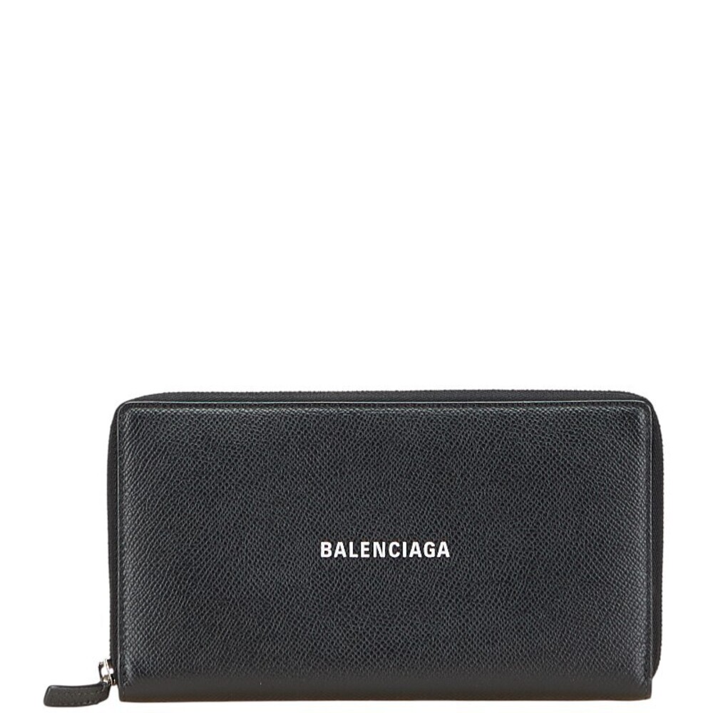 Balenciaga Leather Zipper Continental Black Wallet Round - Picture 2 of 8